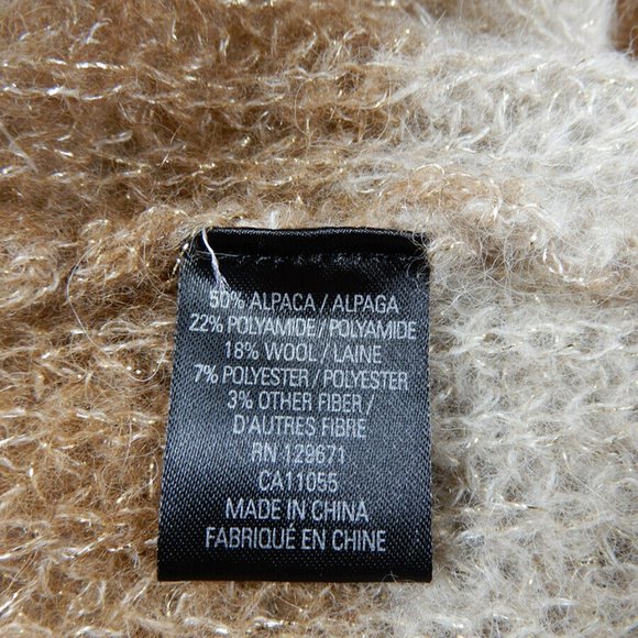 360 SWEATER Pullover S Boxy Colorblock Stripe Alpaca Wool Knit Gold Camel NEW - Picture 7 of 7